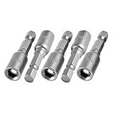 uxcell 六角ビットソケット　ビットアダプターソケット　スクリュードライバー　ボルトドライバー　スチール　５個