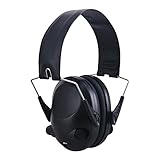 Eleoption 防音イヤーマフ ヘッドホン 聴覚過敏に対応 遮音値27dB 軽量 耐摩素材 持ち運び便利 内蔵マイク 密閉型高音質 狩猟 勉強 騒音対策等様々な用途に対応 (普通-黒)