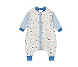 quavey Baby Sleeping Bag Cotton Wearable Blanket分割脚タイプ( 0 – 3 Years Old ) L ブルー