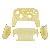 eXtremeRate switch proコントローラーに対応用フェースプレートバックプレートハンドル、 クリア素材のプロコン switchに対応用DIY交換用グリップハウジングケースカバー【アンバーイエロー】