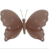 HangingバタフライブラウンピンクジュエルナイロンButterfliesメッシュデコレーション装飾赤ちゃん保育園寝室女の子部屋天井壁装飾結婚式誕生日パーティーベビーシャワーバスルームホームChil