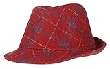 C-Princess 秋冬 子供用 中折れ帽子 フェルトハット キャップ チェック柄 キュート キッズ 女の子 男の子 フォーマル 発表会 ダンス レッド
