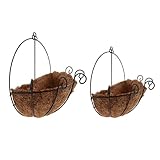 F Fityle 鍛鉄製　植木鉢　花ベース　バスケット　装飾的　花器　通気性　ハンギング　フラワーバスケット　2個　