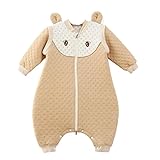 エルフ ベビー(Fairy Baby)オーガニックコットン赤ちゃん用スリーパー 寝袋夏用 寝冷え対策 ドルマンスリーブ(80cm、カーキ)