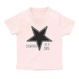 名入れ Tシャツ / ベビーサイズ [BT399] 90cm ライトピンク×ダークグレー柄 出産祝い 誕生日 プレゼント おしゃれな 名前入り ベビー服