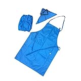 【ノーブランド 品】エプロン　4ピース　子供　ベーキング　キッチン　防水　かわいい　アクセサリー　ギフト　全8色　 - レイク・ブルー