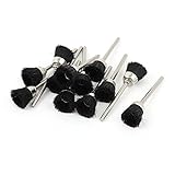 uxcell　ブリストルブラシ　3mmシャンク　10mm　カップ　ナイロン　シルバートーン　ブラック　12個