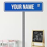 wallclipz Personalized Steet Signファブリック壁デカールで名前 – グレー穴Pole 12" x 48" Decal Sign ブルー GNA111CX-12x48