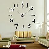 掛け時計 手作り DIY 壁時計 インテリア 室内 ウォールクロック ウォールステッカー ローマ数字と英語 時計を壁面に自由に設置できる シンプル 部屋装飾 簡単なおしゃれ時計 クロック (シルバー)