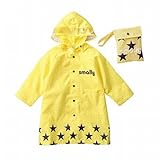 【Grandir】 キッズ 子供用 レインコート レインウェア レインポンチョ かっぱ 専用ポーチ付き 全3色 (L, イエロー)