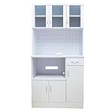 幅90cm 鏡面仕上げ食器棚 (ホワイト)