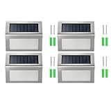 Poilee ソーラーライト ステップライト アウトドアライト 防水 太陽発電 省エネ 屋外照明/ステップ/軒先/庭/ガーデン/ドライブウェイ/玄関周りなどの照明用（四個セット） A015
