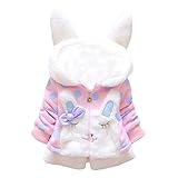 cm-trading 子供 服 ダウンジャケット ベビー服 女の子 アウター コート 中綿 ジャケット 超可愛い ウサギ柄 蝶 ドット柄 フード付き ふわふわ アウターウェア 中綿コート 防寒 あった
