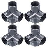 PATIKIL 32 mm 4ウェイエルボパイプ継手 UPVC 4個 ジョイントカップリングパイプアダプター パイプ接続用 グレー