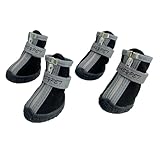 ルナリ 犬用靴 超小型犬 小型犬 ドッグブーツ 防水 肉球保護 レインシューズ 反射テープ 滑り止め XSブラック(XS, ブラック)