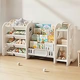 OSJ おもちゃ棚 絵本棚 3段 4段 ラックセット 大容量 組み合わせ可能 スリム ワイドタイプ グレー+ホワイト