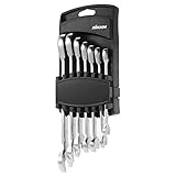 KKmoon 7本組 コンビネーションレンチ 8/10/12/13 /14/17/19mm ダブルエンド ラチェットスパナ オープンエンド DIY工具セット 自動車修理 ハードウェアツール 固定ヘッド