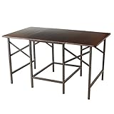 伸長式　デスク　テーブル　最大幅140ｃｍ木目調ダイニングテーブルワイドタイプ 折りたたみ ウォールナットWN