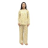 [pajamaya IZUMM] パジャマ屋 綿100％ エアリー ニットガーゼ パジャマ レディース 長袖 前開き 花柄 花くるみ／メロウフラワー・Sサイズ