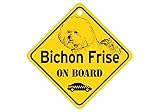 Bichon Frise ON BOARD カーサインボード：ビションフリーゼ 乗車中 ミニサイン 吸着盤つき Made in U.S.A [並行輸入品]