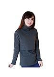 【ginza福ya MT-16】授乳服 ハイネック　シャツ　裏起毛　産前 産後 妊婦用 長袖 マタニティ 授乳口付 トップス Tシャツ 出産祝い プレゼント (L, グレー)