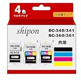 【shipon-ink】BC-340/341XL 互換インクカートリッジキャノン Canon用 インク BC360/361通用詰め替えインク【 BC-340/360XL BK×1】+【 BC-341/361XLC×2】日本語説明書付き/大容量/説明書付