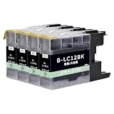 LC12-BK ブラック 互換インク 4本 大容量 個包装 ICチップ搭載 残量表示 互換インクカートリッジ LC12-4PK 対応機種：DCP-J940N J740N J540N J925N J725N J525N MFC-J840N J960 710D J860 J810 J6710CDW J6510DW J5910CDW J955 J825N J705インク