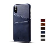 FELITAS iPhone X ケース カード収納 アイフォン X カバー PUレザー 脱着簡単 耐衝撃  (iPhone X, ブルー)