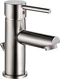 Contemporary Round Single Handle Lavatory Faucet, Stainless [並行輸入品]