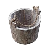 Flameer 木製　麻ロープ　バケツ　ポット　フラワー　シーズンズ　プランター　ガーデン　装飾　デコレーション