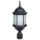 Sunset Lighting F7972-31 Outdoor Post Mount with Textured Frosted Glass, Black Finish [並行輸入品]