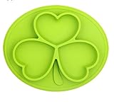 子供用　　お食事マット　　ベビーの食器　　水洗い　赤ちゃん　洗える　ランチョンマット　　吸盤付き 安全シリコン素材　かわいい三つ葉の形　食器 (もえぎ色)