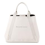 BALENCIAGA バレンシアガ 339936 DQP1N 9000 NAVY CABAS M レザー×キャンバス トートバッグ マザーズバッグ パーフォレイテッドロゴ カラーBLANC/アイボリー