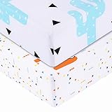 2枚セット ベビーベッド用 寝具 シート シーツ マットレス 布団 カバー 敷布団カバー Baby Muslin Fitted Cirb Sheet (サボテン & 小馬)