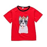Hzjundasi 親子お揃い服 親子服 ペア服 お揃い Tシャツ 半袖 子犬 夏季 ペアルック 子供服 ママ パパ シンプル