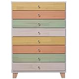 アビライト 大川家具(日本製) 天然木 パステルチェストシリーズ ワイド 8段 チェスト EN-0050