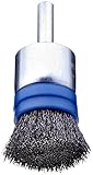 Weiler Wire End Brush, Banded, Solid End, Round Shank, Steel, Crimped Wire, 3/4" Diameter, 0.006" Wi