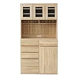 LOWYA（ロウヤ） 食器棚 キッチン収納 選べる５タイプ レンジ台 カップボード 木目調 大容量収納 幅96㎝ タイプB+C