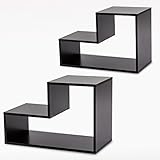 【ディスプレイラック 木製】パズルラック お得な2個セット 組み合わせ自由 お洒落な飾り棚 L字型収納オープンラック コーディネイト式 魅せるカラーボックス 色：ブラック