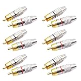 FRANSCHE RCAプラグ RCA プラグ 端子 ハンダレス 自作 オス メス 金メッキ ジャック ケーブル オーディオ（12個セット）