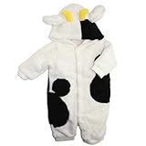 【ウシさん】シャギーフリース　フード付カバーオール (70cm)