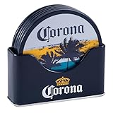 Tin Box Company、Corona コースター6点セット、スタンディングメタルホルダー付き、2025年デザイン