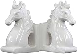 Urban Trends Ceramic Horse Head on Base Bookend (Set of 2), Gloss White