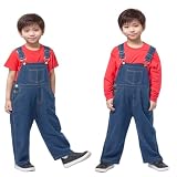 [MKDAER] マリオ ルイージ ブラザーズ 子供用 コスプレ 子供服 セットアップ オーバーオール アレンジ色々ワッペン付き 可愛い キャラクター ハロウィン Allシーズン3点SET USJ ユニバ (マリオ（レッド）, 110) [並行輸入品]