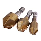 3ピース/セット1/4インチシングルフルート90度エッジ面取りセットメトリックチタン皿ドリルビットセット12ミリメートル-19ミリメートル木工用