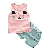 Cutelove 子供服 Tシャツ タンクトップ Tシャツ＆パンツ 上下セット 可愛い柄 ショートパンツ 袖なし ベビー 男女兼用 夏