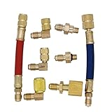 Fenteer エアコンアダプタ　マニホールドゲージアダプタセット　A / C冷媒　真鍮　空調アダプタ　メタル製　耐久