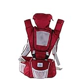 Babi Bambino Best New Baby Ergonomic Carrier Sling Soft Hip Seat Headphone Port and Hood (Red) by Ba