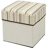 山善(YAMAZEN) 収納付スツール シングル(幅32cm×奥行32cm) ピンク/ストライプ MSS3030(PI/ST)