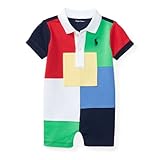 ポロ ラルフローレン ポニー付・パッチワークショートオール[ネイビー](男の子6～9か月用) [並行輸入品]